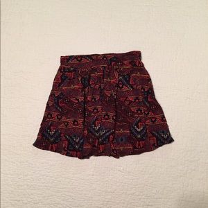 F21 Black, Red, Blue, and Yellow Tribal Skirt